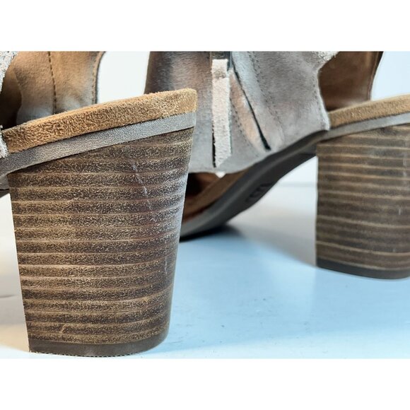 TOMS Suede Majorca Cutout Block Heels Womens Casual Sandals Shoes Taupe Size 6M - Picture 11 of 16